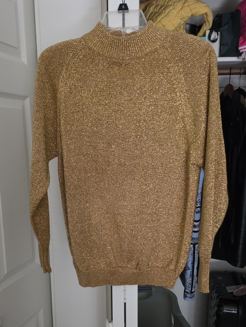 Liz Claiborne Gold Metallic Mock Neck Sweater